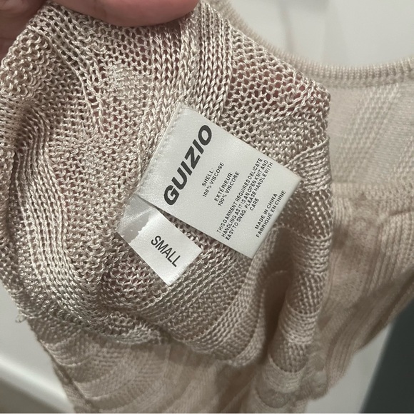 2 pc SET- NWT Danielle Guizio Slinky Rib Knit Tank Top and Skirt Beige Sheer S - Picture 4 of 12